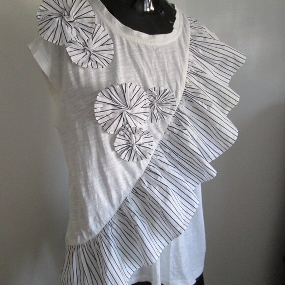 Joie 100% cotton white dramatic ruffle front tunic top - Picture 1 of 7